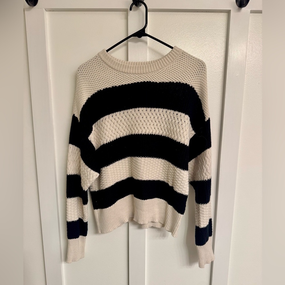 a new day Black and Cream Striped Sweater